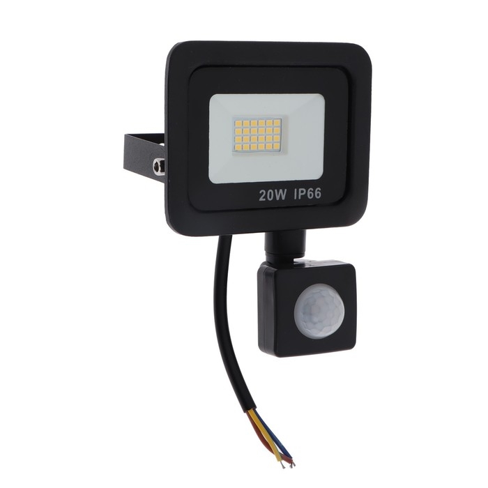 Прожектор светодиодный, 20 Вт, 1800 Лм, 4000К, Датчик движения, IP66 Прожектор светодиодный, 20 Вт, 1800 Лм, 4000К, Датчик движения, IP66