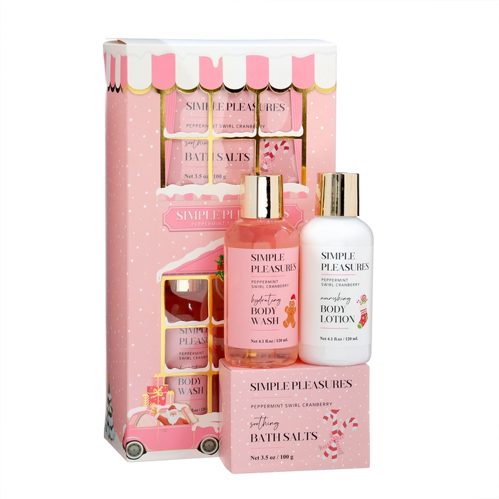 Подарочный набор Simple Pleasures: гель для душа 120 мл, лосьон 120 мл, соль для ванной 100 Подарочный набор Simple Pleasures: гель для душа 120 мл, лосьон 120 мл, соль для ванной 100