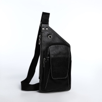Сумка-слинг мужская из искусственной кожи, цвет чёрный Сумка-слинг мужская из искусственной кожи, цвет чёрный