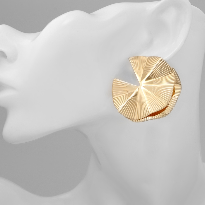 Серьги металл &laquo;Абстракция&raquo; двойной цветок, цвет золото