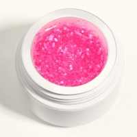 Гель для наращивания, с блёстками, 3-х фазный, 15 гр, LED/UV, прозрачный, розовый Гель для наращивания, с блёстками, 3-х фазный, 15 гр, LED/UV, прозрачный, розовый