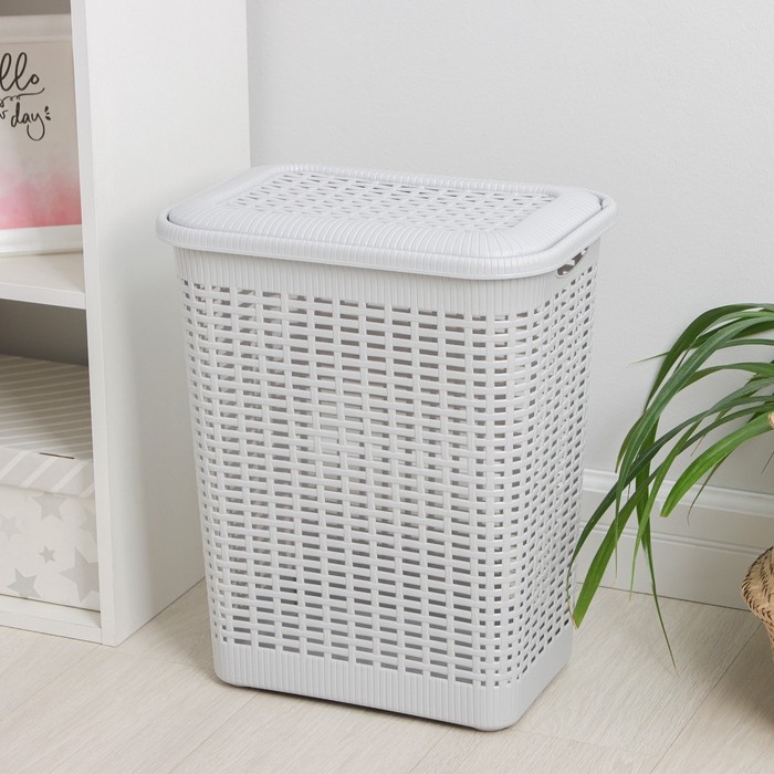 Корзина бельевая, 30 л, 38&times;26&times;46 см, с крышкой, МИКС