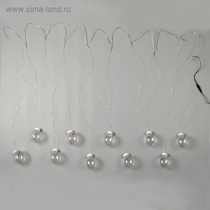 Гирлянда &laquo;Бахрома&raquo; 2.5 &times; 0.7 м роса с насадками &laquo;Шарики&raquo;, IP20, серебристая нить, 150 LED, свечение тёплое белое, 12 В