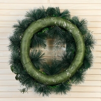 Венок новогодний d- 37 см "Уютная сказка" крупные цветы серебро Венок новогодний d- 37 см "Уютная сказка" крупные цветы серебро