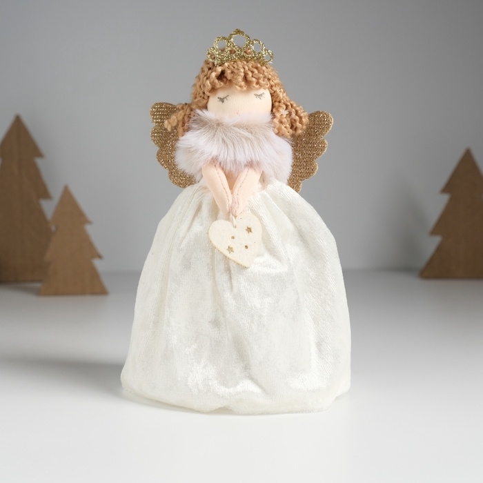 Кукла интерьерная Кукла интерьерная "Принцесса-ангел в белом бархатном платье с сердечком" 7,5х8х17,5 см