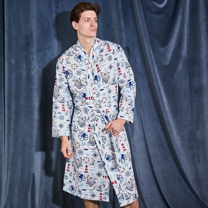 Халат мужской Этель Халат мужской Этель "Капитан" рукав 3/4, размер 54-56, вафля 200г/м2, 100% хлопок