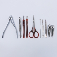 Набор маникюрный, 10 предметов, в футляре, цвет тёмно-серый Набор маникюрный, 10 предметов, в футляре, цвет тёмно-серый