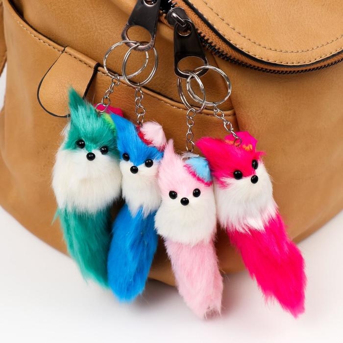 Пушистик на кольце Пушистик на кольце "В радужной шляпке со стразой", МИКС