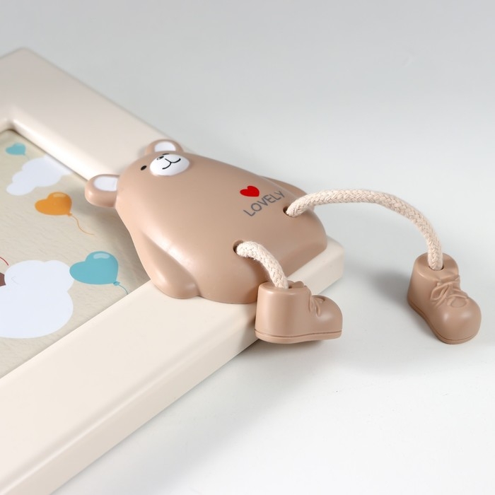 Фоторамка пластик 12х17 см "Мишка с сердечками" бежевая 24х19,5 см