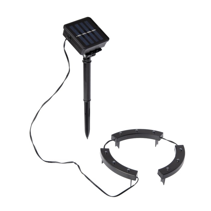 Садовый светильник на солнечной батарее &laquo;Обруч&raquo;, 9 LED, свечение тёплое белое