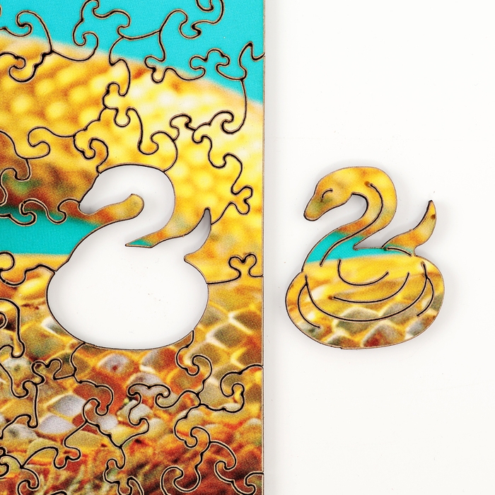 Пазлы фигурные деревянные «Золотая змея», 137 элементов, символ года 2025 Пазлы фигурные деревянные «Золотая змея», 137 элементов, символ года 2025