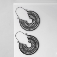 Серьги металл «Восток» диск цветочный, цвет чернёное серебро Серьги металл «Восток» диск цветочный, цвет чернёное серебро