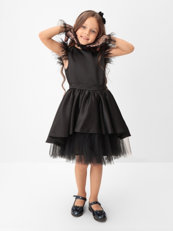Платье нарядное детское KAFTAN, р.28 (86-92 см), черный Платье нарядное детское KAFTAN, р.28 (86-92 см), черный