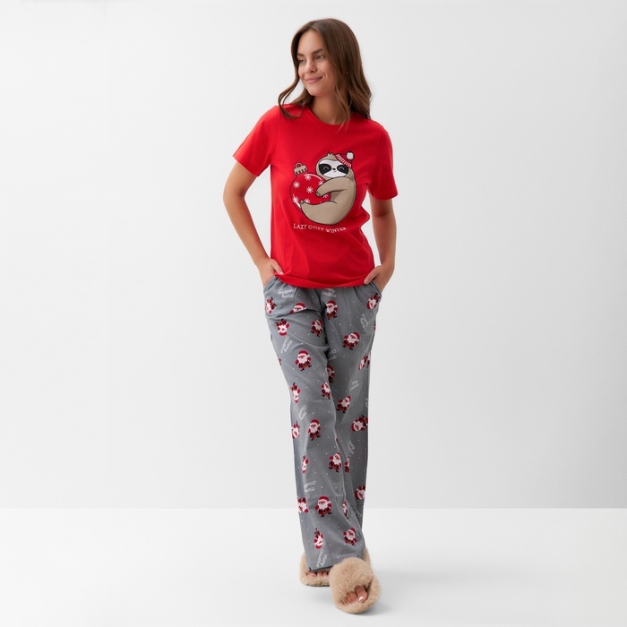 Пижама новогодняя женская (футболка и брюки) KAFTAN Пижама новогодняя женская (футболка и брюки) KAFTAN "Winter" размер 40-42