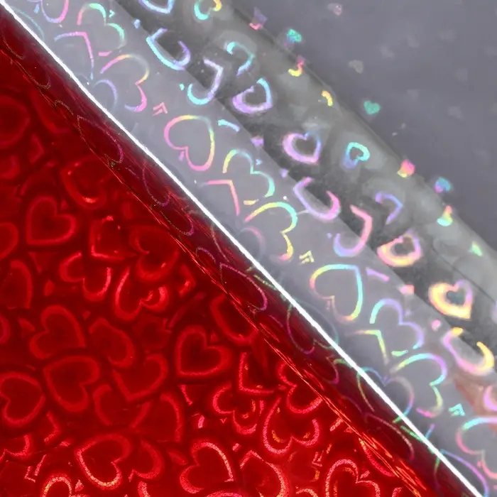 Пленка голографическая, &laquo;Сердечки&raquo;, красная, 70 см &times; 1 м