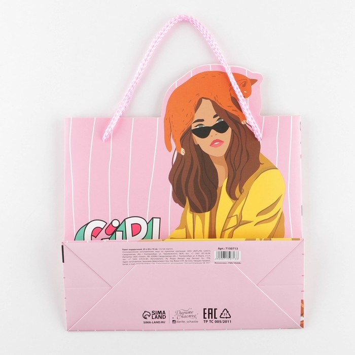 Пакет подарочный, упаковка, &laquo;Girl PWR&raquo;, 25 х 26 х 10 см