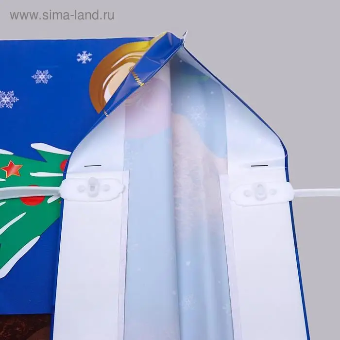 Пакет &laquo;Мишка с елкой&raquo;, полиэтиленовый с пластиковой ручкой, 37&times;35 см