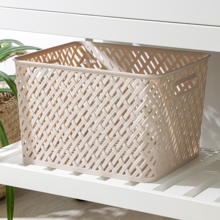 Корзина для хранения &laquo;Плетёнка&raquo;, 35&times;29&times;22.5 см, бежевая