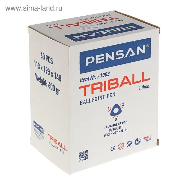 Ручка шариковая масляная Pensan Triball, узел-игла 1.0 мм, трёхгранная, 8 цветов, МИКС + дисплей