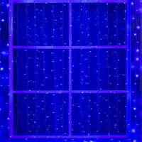 Гирлянда &laquo;Занавес&raquo; 2 &times; 9 м, IP44, УМС, белая нить, 1800 LED, свечение синее, 220 В