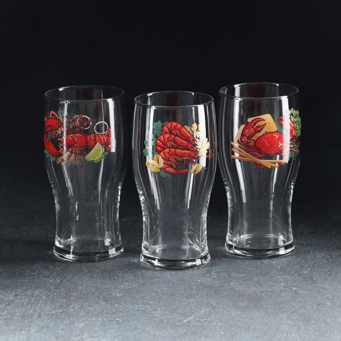 Стакан стеклянный для пива &laquo;Тюлип&raquo;, 570 мл, рисунок МИКС