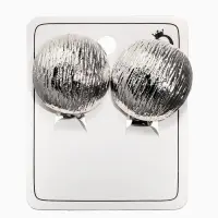 Клипсы "Винтаж" круг, цвет серебро