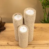Свеча в бамбуке тройная, 15&times;15&times;30 см, 100 мл, песочная