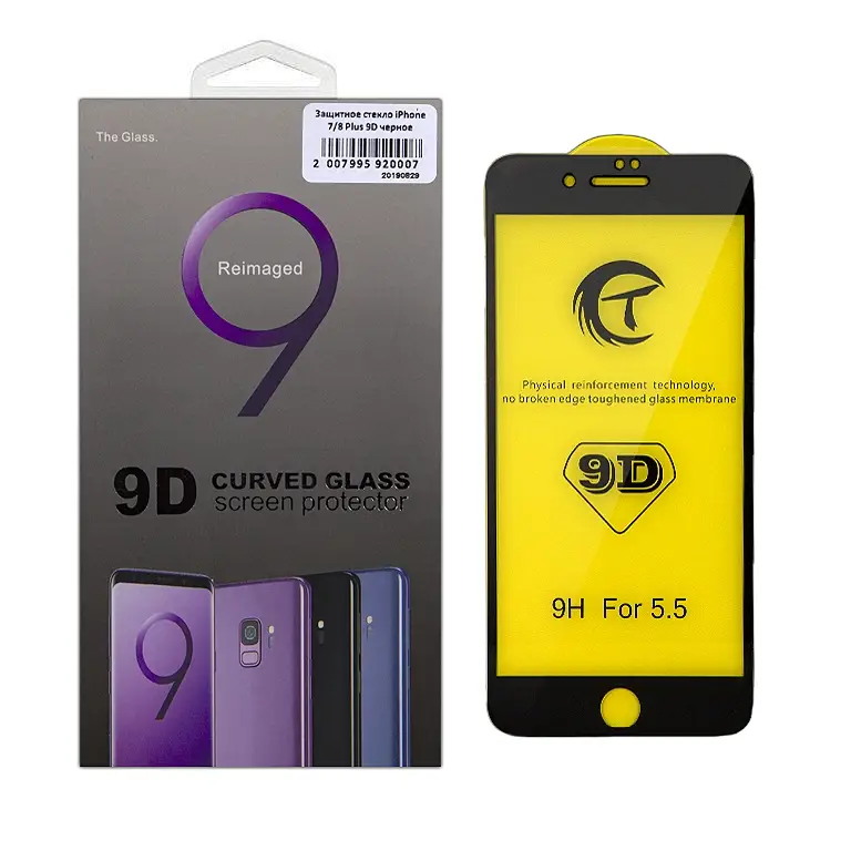 Защитное стекло iPh 7/8 Plus 9D черное