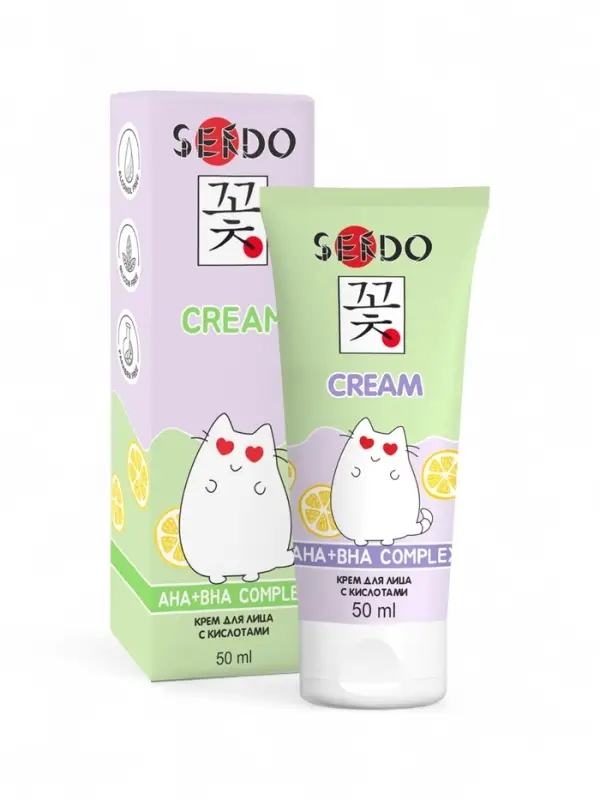 Крем для лица Sendo с кислотами AHA + BHA, 50 мл