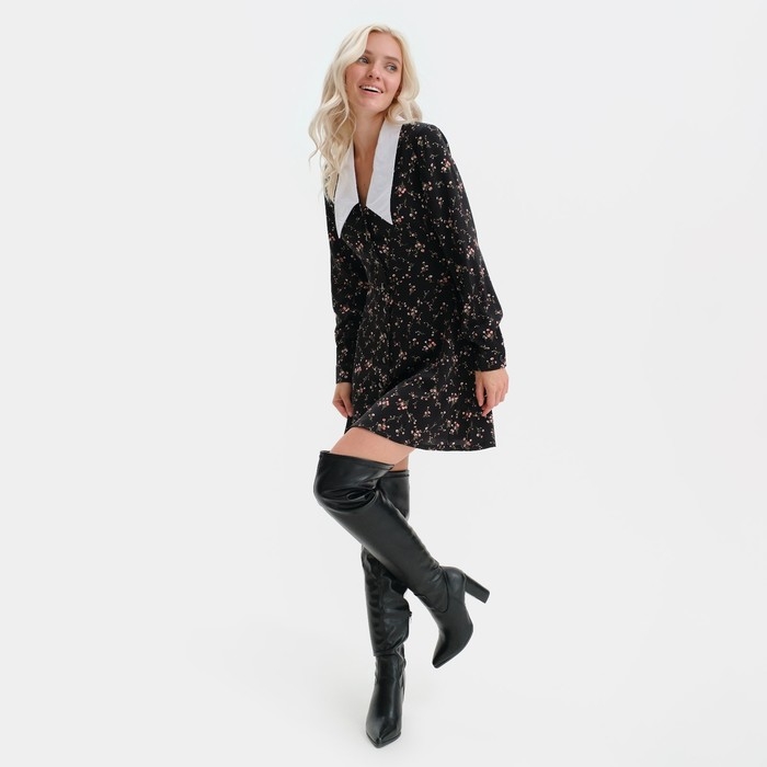 Платье женское с воротником MIST р. 44, чёрный Платье женское с воротником MIST р. 44, чёрный