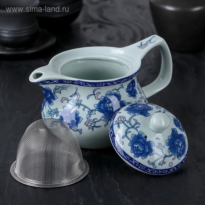 Чайник керамический заварочный с металлическим ситом &laquo;Цветение роз&raquo;, 350 мл