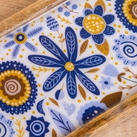 Набор розеток на подносе "Васильки" (3 шт) дерево манго 33,5х13х6,5 см