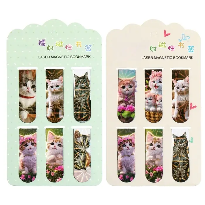 Набор магнитных закладок для книг Calligrata 6 штук, "Котята", МИКС
