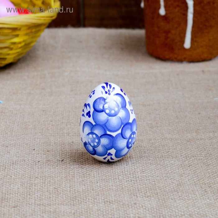 Фигурка пасхальная &laquo;Яйцо гжель&raquo;, белое, 7 см