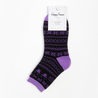 Носки махровые, цвет чёрный/сиреневый, размер 23-25 Носки махровые, цвет чёрный/сиреневый, размер 23-25
