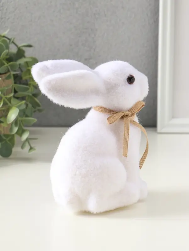 Сувенир пасхальный "Белый заяц с бантиком" 8х13х15 см