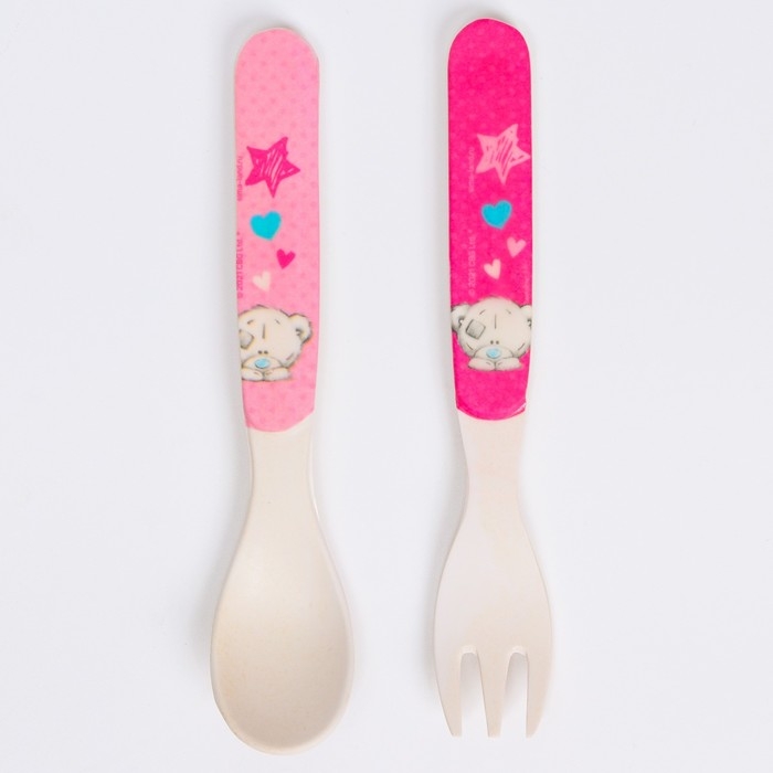 Набор детских столовых приборов из бамбука: вилка и ложка Me To You розовый