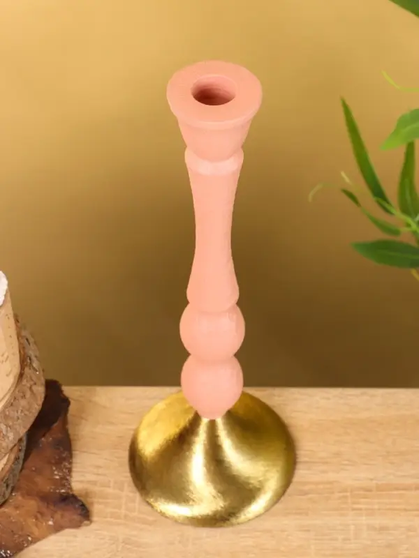 Подсвечник на 1 свечу "Пудровый" 10,5х10,5х30 см