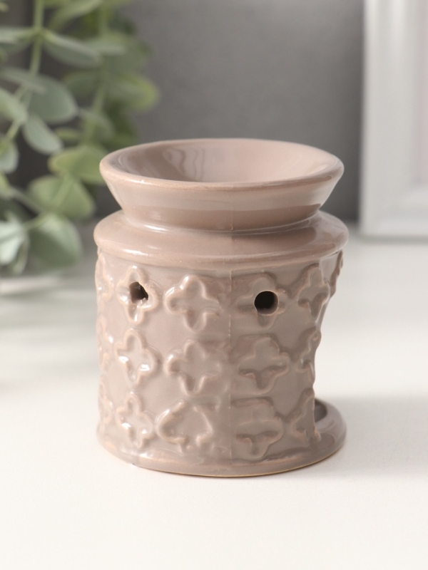 Аромалампа керамика "Крестики" серая 7х7х7,7 см