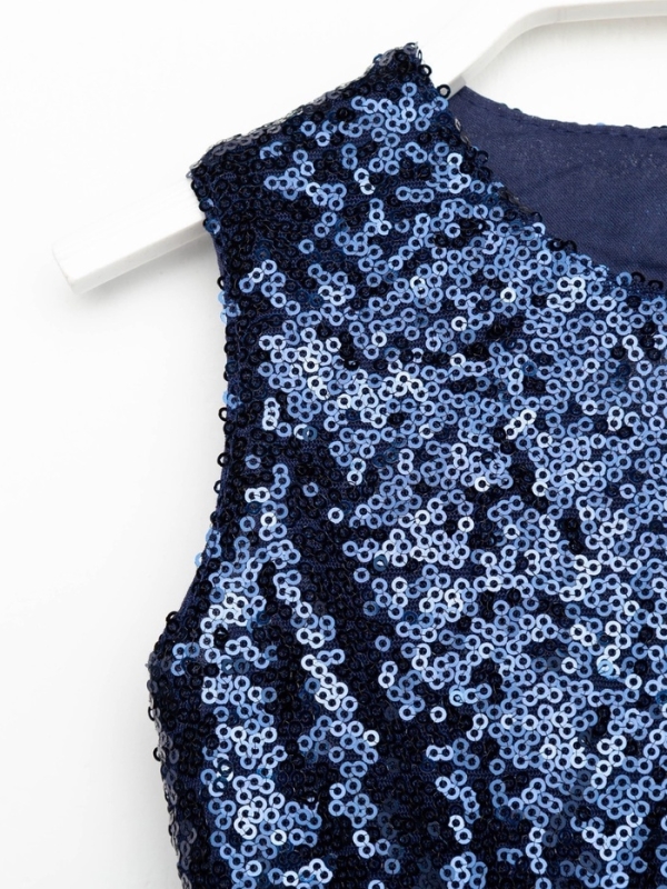 Платье детское с пайетками KAFTAN, размер 28 (86-92 см), синий Платье детское с пайетками KAFTAN, размер 28 (86-92 см), синий