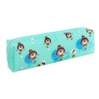 Пенал школьный на молнии Зверушки Бирюза Пенал школьный на молнии Зверушки Бирюза