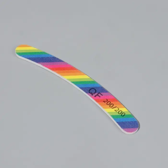 Пилка для ногтей &laquo;Радуга&raquo;, бумеранг, 200/200 грит, 18 см, разноцветная