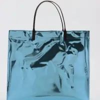 Пакет подарочный ПВХ, голография, голубой, пластиковая ручка, 26&times;22.5&times;10 см