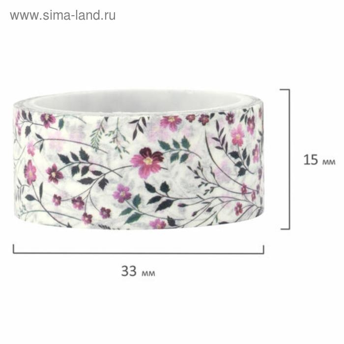 Клейкие WASHI-ленты для декора Клейкие WASHI-ленты для декора "ЦВЕТОЧНЫЙ МИКС", 15 мм х 3 м (набор 7 шт) рисовая бумага