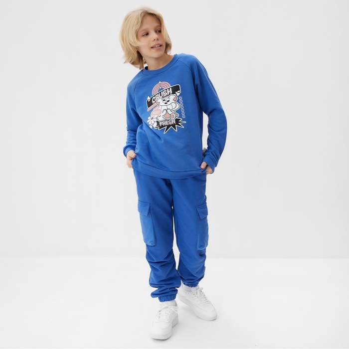 Свитшот детский MINAKU, цвет синий, рост 128 см