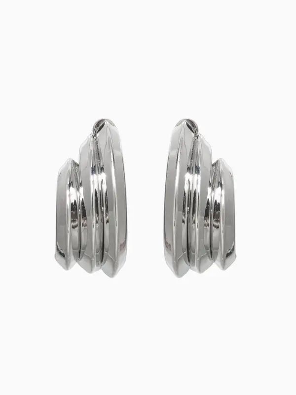 Серьги металл "Трио" на увеличение, цвет серебро