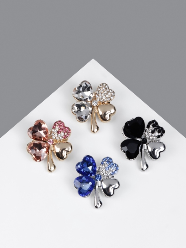 Брошь &laquo;Клевер&raquo;, МИКС, (неделимая фасовка 12 шт., цена за шт.)