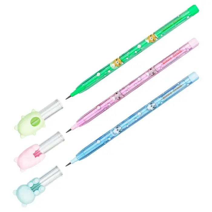 Карандаш чернографитный сегментный Мульти-Пульти "Зверята", с ластиком-топпером, МИКС