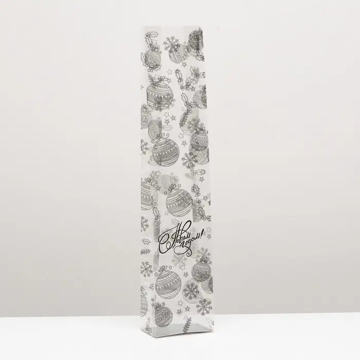 Пакет подарочный новогодний с жёстким дном 11&times;7&times;53 см