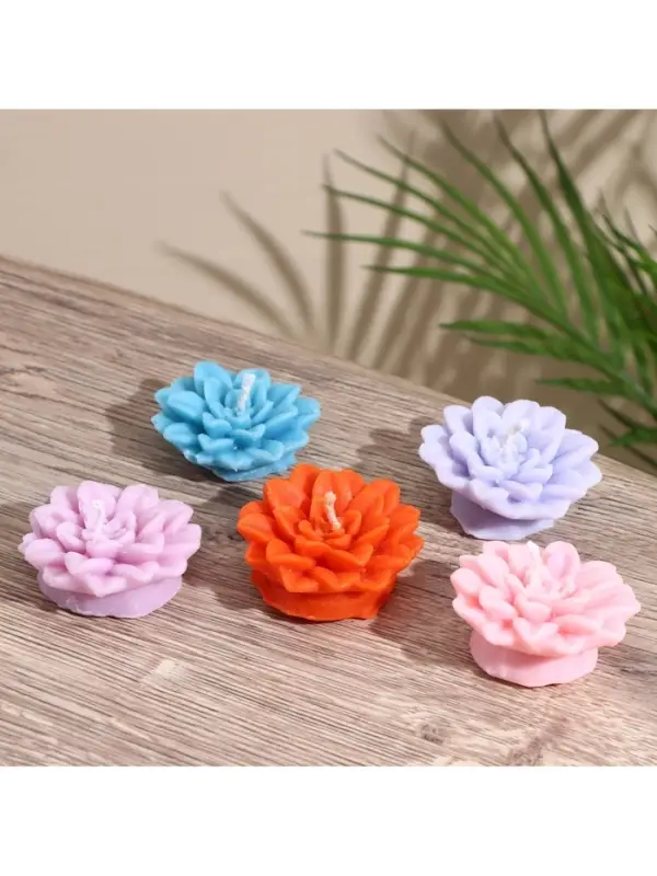 Свеча "Цветок" 5х5х2 см, соевый воск, микс